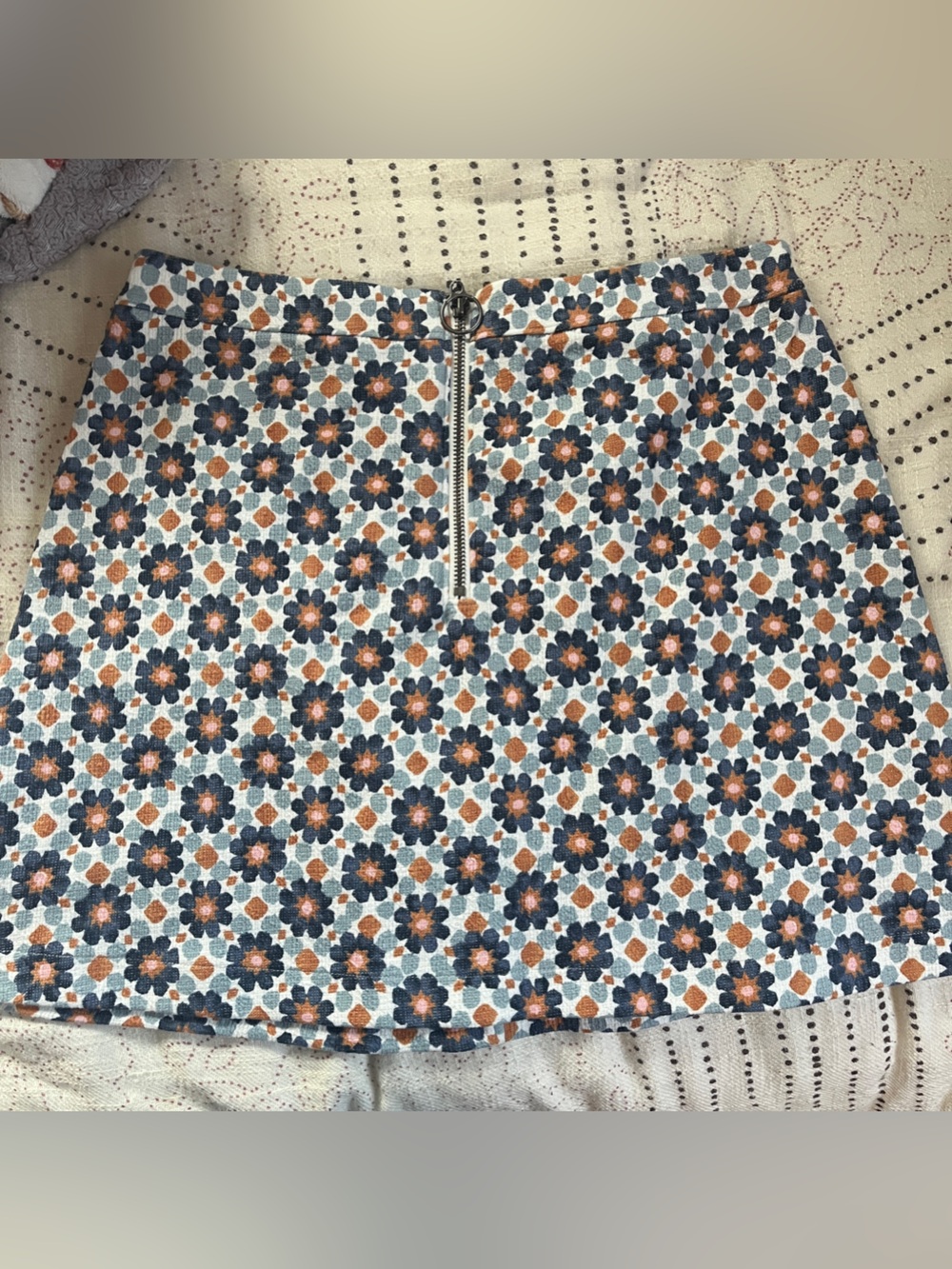 Abercrombie & Fitch Floral Dot Skirt - Blue & Rust